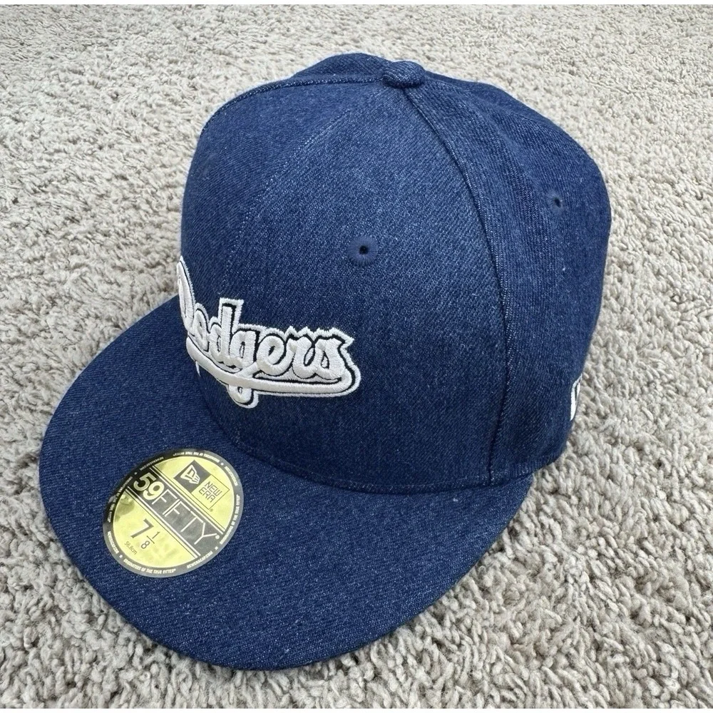 Los Angeles Dodgers Hat Fitted 7 1/8 New Era Denim Script 1980 All-Star Game Cap